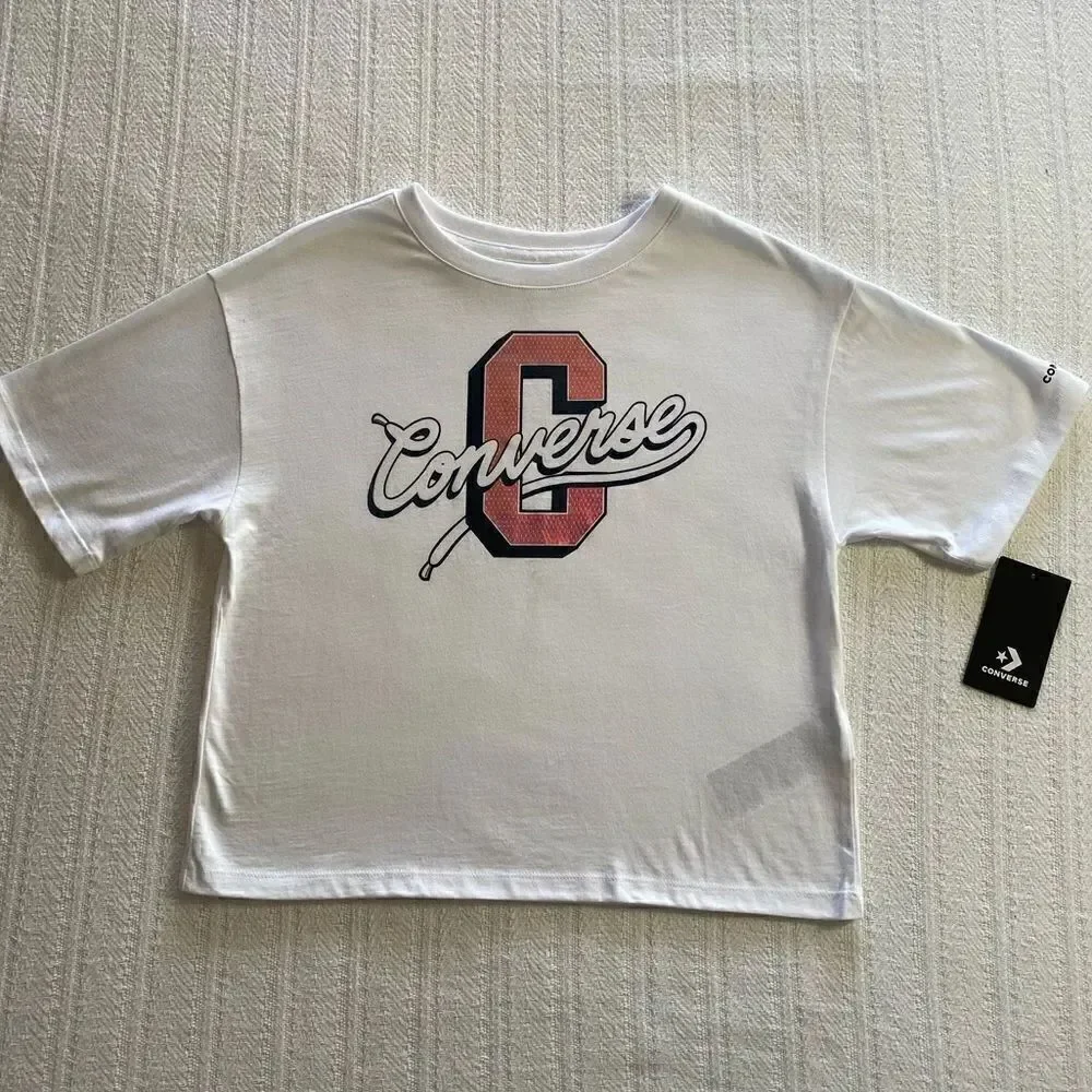 CONVERSE GIRLS Iridescent Varsity Boxy Tee